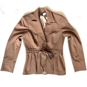 NWT Juliana Collezione Brown Fringe Tie Front Blazer Size 4